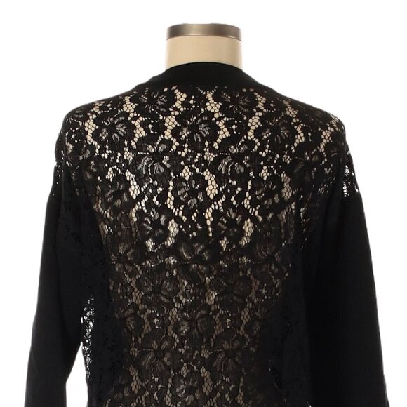 🌺 Zara Boho Black Floral Lace Sheer Back Relaxed Fit Pullover Sweater Size S - Picture 5 of 10